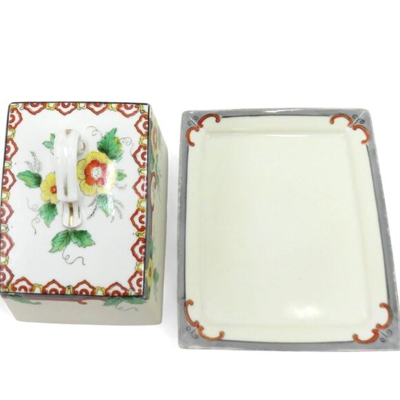 NORITAKE Butter Dish Floral Ceramic Hand-Painted Set Japan Vintage - Picture 13 of 13
